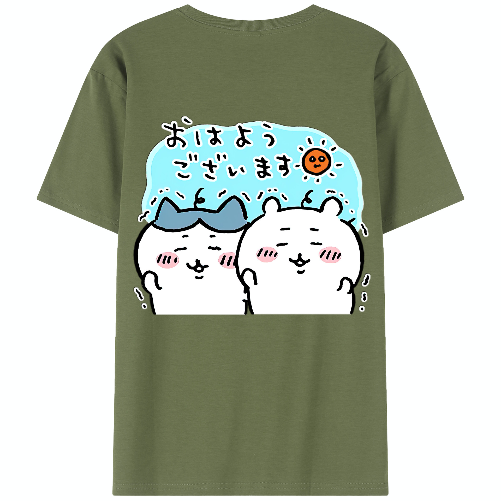 （画像用） ちいかわ ハチワレ Chii-kawa hachiware 綿100％半袖Tシャツ（背面プリント）